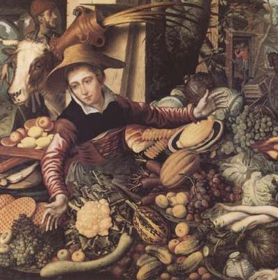 Pieter Aertsen Market Woman with Vegetable Stall (mk14) Spain oil painting art